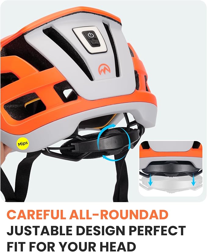 OutdoorMaster Gem II MIPS Bike Helmet with Light - Lightweight Cycling Helmet,Mountain Road Bicycle Helmet for Youth & Adult