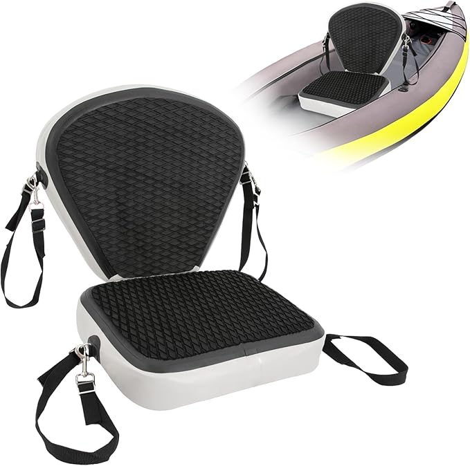 LYNICESHOP Kayak Seats Portable Thicken Seat Cushion for Kayak Padded Kayak Seat w/Back Support Adjustable Strap, for Kayak, Canoe, and Boat (Black)