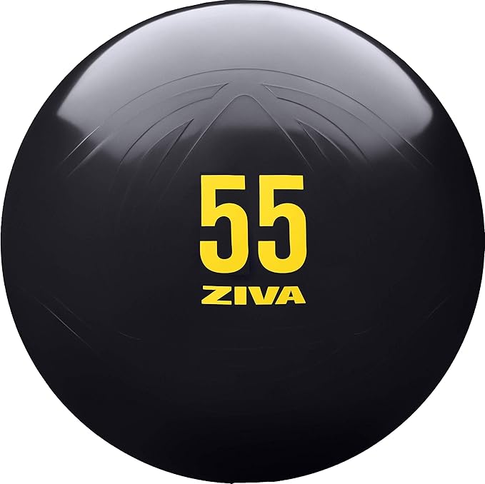 Ziva Anti Burst Core Fitness Exercise Ball - Professional Grade Slip Resistant Yoga Ball for Stability Balance - Includes Hand-Pump - Multiple Sizes Colors, 55-75cm