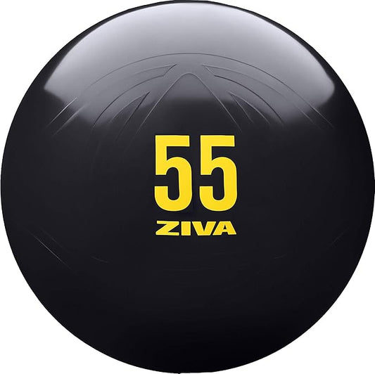 Ziva Anti Burst Core Fitness Exercise Ball - Professional Grade Slip Resistant Yoga Ball for Stability Balance - Includes Hand-Pump - Multiple Sizes Colors, 55-75cm