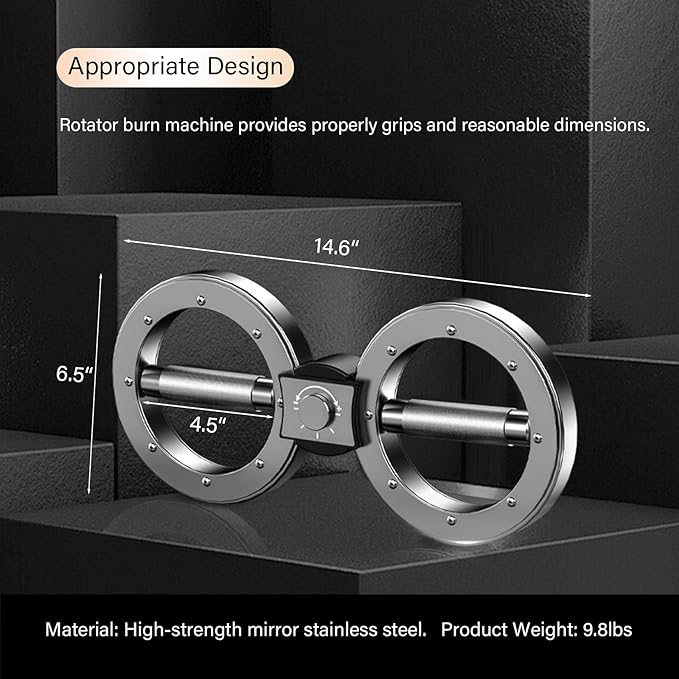 Rotating Burn Machine, Forearm Strength Trainer, 10 Pounds Rotating Arm Machine w/ 360 Degree Rotating Grips, Shoulder Workout Adjustable Resistance Spinning Burn Rotator Machine for Exercise