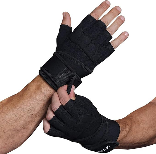 Workout Gloves for Men and Women Gym Weight Lifting Padded Gloves with Wrist Wrap Support, Full Palm Protection & Silicone Grip, Cross Training, Fitness, Pull-up