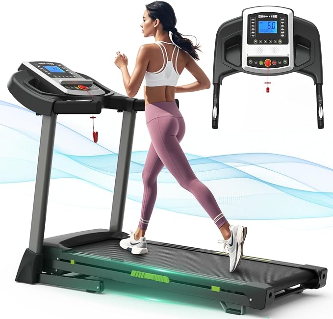 3.5HP Folding Treadmill for Home Use - 330 lb Weight Capacity, 17" Wide Belt, 7.5 MPH Speed, Quiet Motor, LED Display, Heart Rate Monitor - Perfect for Compact Spaces