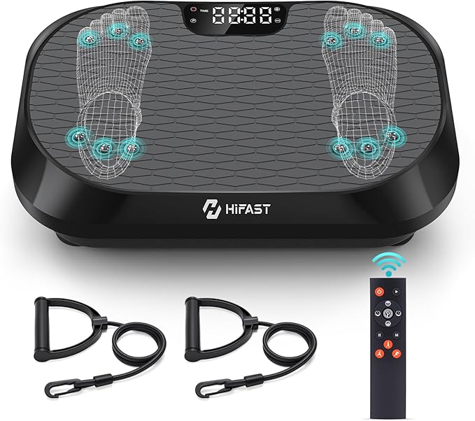 Vibration Plate Exercise Machine with Magnetic Acupoints, Lymphatic Drainage Vibrating Plate with 9 Modes & 120 Adjustable Speeds, 400 Lbs Capacity Whole Body Vibration Platform for Women Men