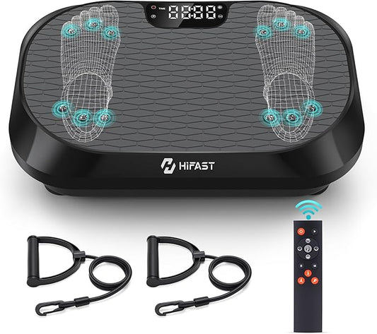Vibration Plate Exercise Machine with Magnetic Acupoints, Lymphatic Drainage Vibrating Plate with 9 Modes & 120 Adjustable Speeds, 400 Lbs Capacity Whole Body Vibration Platform for Women Men