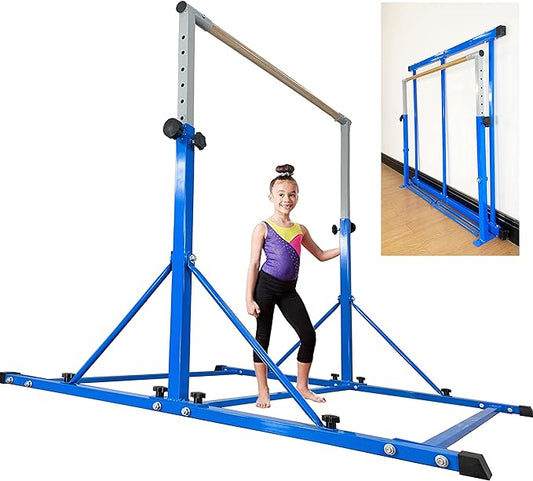 MARFULA Gymnastic Bar for Kid and Teenage Ages 3-25, 5 FT / 8 FT Base Length, 4 FT Width 5 FT Height, Gymnastic Kip Bar Horizontal Bar for Gymnast, Gymnastic Training Equipment for Home and Club Use