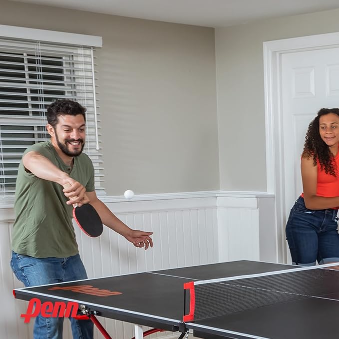 Penn Easy Setup Full Size Table Tennis Table – 100% Preassembled – Sets up in Under 5 Minutes – Play Anywhere – Compact Storage – Ping Pong Table with 2 Paddles and 2 Balls