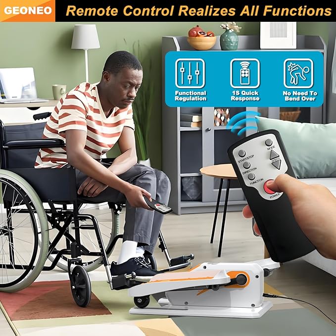 Under Desk Elliptical Machine, Electric Ellipse Leg Exerciser for Senior, Quiet and Compact Electric Seated Pedal for Home with Display Monitor, Remote Control and 12 Adjustable Speeds