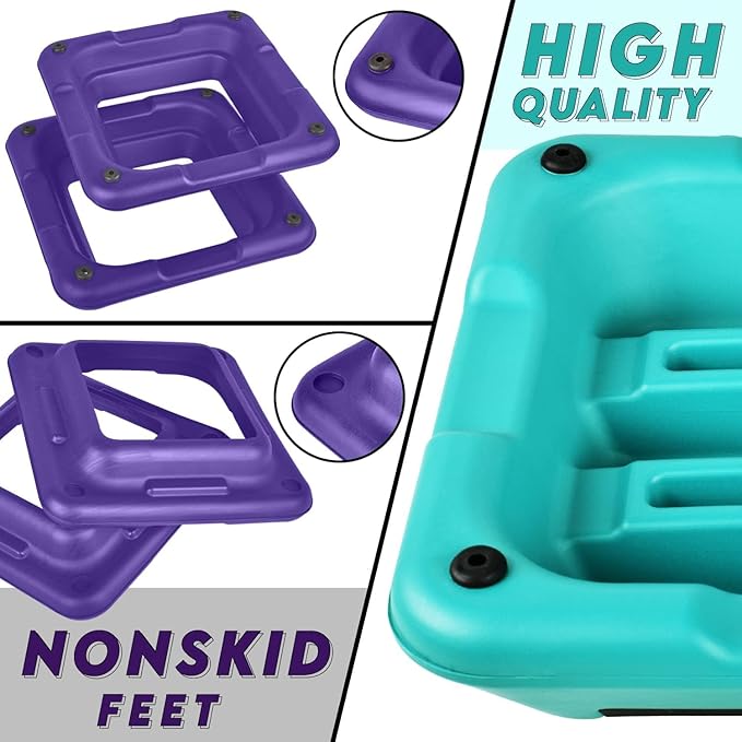 Yes4All 16"x16" Adjustable High Step Aerobic Platform with 4 Risers, Height-Adjustable 4"-6''-8''-10''-12" Step Aerobics Platform for Home Gym Exercise Fitness Workout