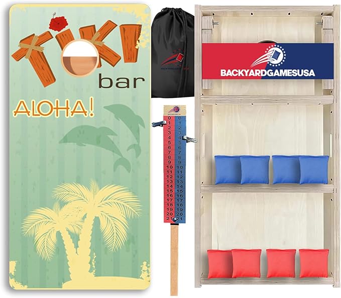 CornholeGamesUSA Pro Cornhole Boards Set | Made in USA | 3/4 Baltic Birch | No Bounce | Triple Thick Legs | Two Brace & Handles, Tournament 2x4 Regulation Set with Score Tower & Cornhole Bags