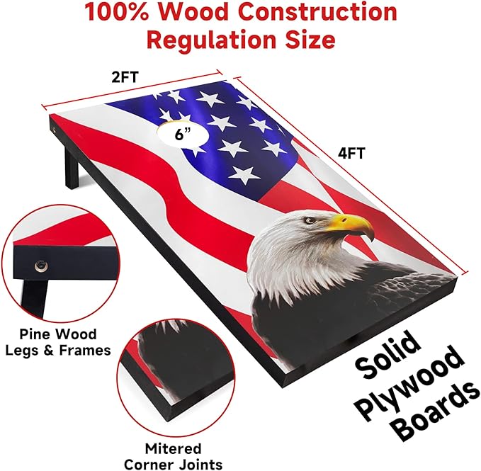 Cornhole Board Set with Carrying Bags & 8 Bean Bags Corn Hole Boards Bean Toss Game for Adults Family Outdoor Lawn Outside Backyard Games