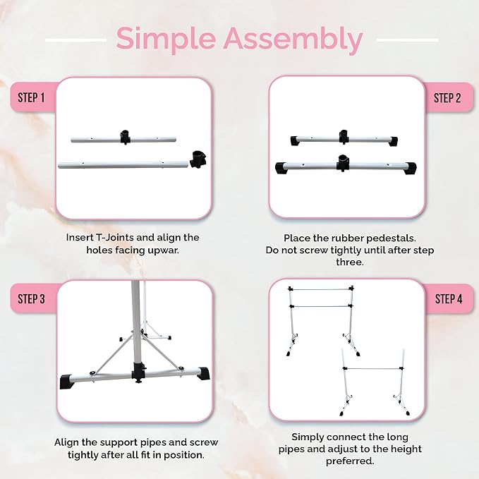 New & Improved 4 Ft Steel Double Ballet Barre with Carry Bag and Beginner Guide,Adjustable&Portable Ballet Barre for Home and Gym,Quality Ballet bar Anti-Wobble,Stretching Dance bar