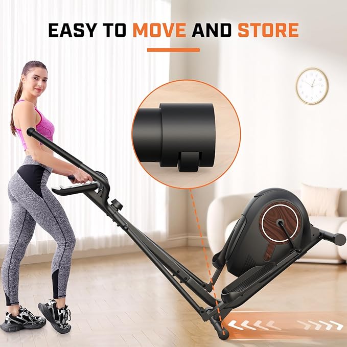 ANCHEER Elliptical Exercise Machine, Ultra-Silent Magnetic Elliptical Training Machines for Home Gym with Pulse Rate Grips, LCD Monitor, 14 Resistance Levels Max 400Lbs