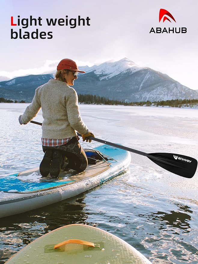 Abahub SUP Paddle - 3 Piece Adjustable Paddles - Lightweight Stand-up Paddle Oars for Paddleboard, Adjustable Aluminum Alloy Shaft 68" - 84", Black/Blue/Green/Orange/Red/Yellow Plastic Nylon Blade