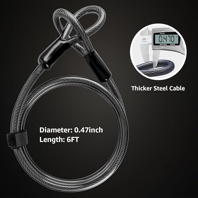 Bike U Lock Heavy Duty Bike Lock Bicycle Lock, 16mm U Lock and 3ft / 5ft / 6ft Length Security Cable with Sturdy Mounting Bracket for Bicycle, Motorcycle and More