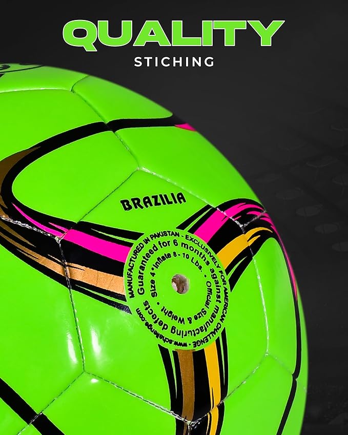 American Challenge Brasilia Soccer Ball – Soccer Ball Size 5, 4, 3 & 2 – for Youth & Adults – Ideal for Practice, Training & Grass Fields