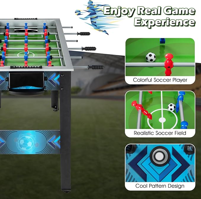 Giantex Foosball Table, 37.5" Foosball Table Adult Size, with 2 Balls, Smooth Handle, Adjustable Leg Leveler, Realistic Soccer Field, Soccer Table Game for Kids, Teens, Table Football Game