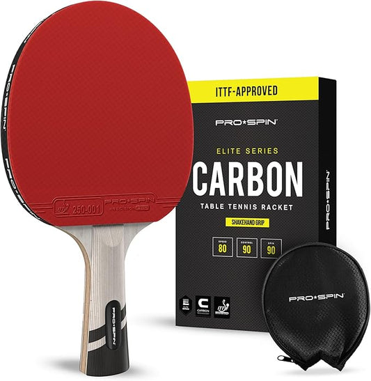 PRO SPIN Ping Pong Paddles - Professional Level Table Tennis Rackets with Carbon Fiber for Superior Control | 7-Ply Blade, Premium Rubber, 2.0mm Sponge | Includes Protector Case
