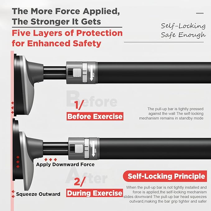 Door Frame Pull-Up Bar, Chin Up Exercise Bar for Home Fitness