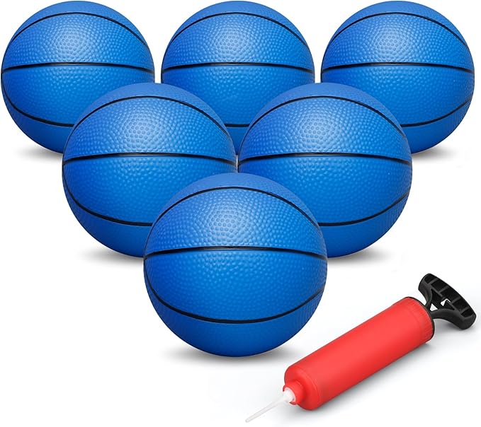 Dilabnba 6 inches Mini Basketball Toy Set for Kids (Deflated/Pump Included) Over The Door Mini Hoop Basketball Replacements for Kids Teenagers for Pool, Indoors, Outdoors (Blue)