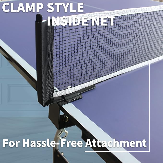 8ft Foldable Ping Pong Table for Home & Outdoor Play - Includes 2 Paddles, Net & 3 Balls