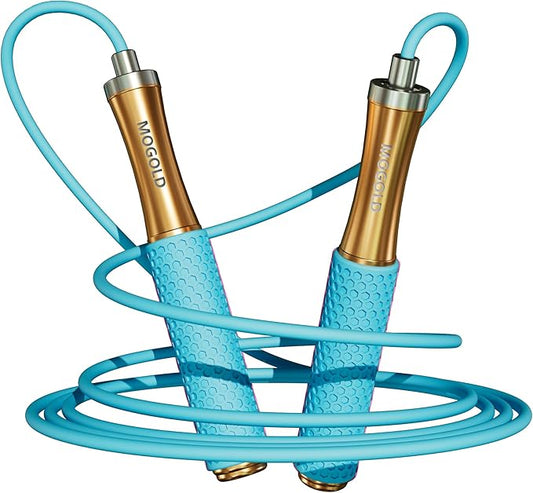 5mm PVC Jump Rope For Men Women Kids - Dual Ball Bearing -Metal Handle Core Covered Rubber Grip- Adjustable 10ft long Skipping Rope - Good For Workout Fitness Weight loss