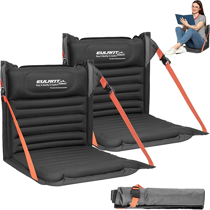 EULANT Lightweight Inflatable Folding Seats for Camping Chair with Back Support and Adjustable Straps,Foldable Bleacher Chairsfor Camping Hiking Sporting Events and Park