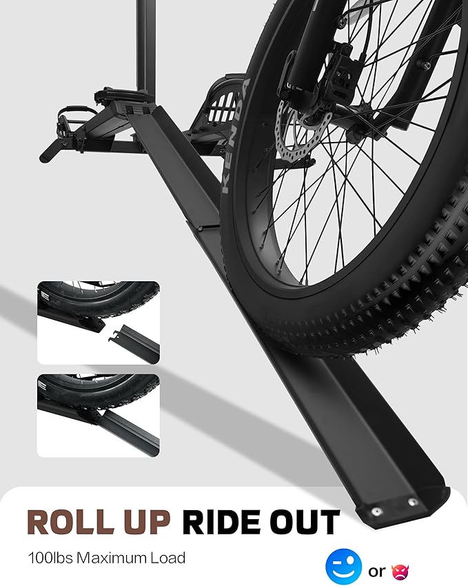 E-Bike Rack with Ramp, Hitch 2 Bike Rack, 200 lbs Capacity Electric Bike Carrier, Foldable Platform Mount for Cars, Trucks, SUVs, Minivans, Up to 5-Inch Fat Tire for 2'' Receiver