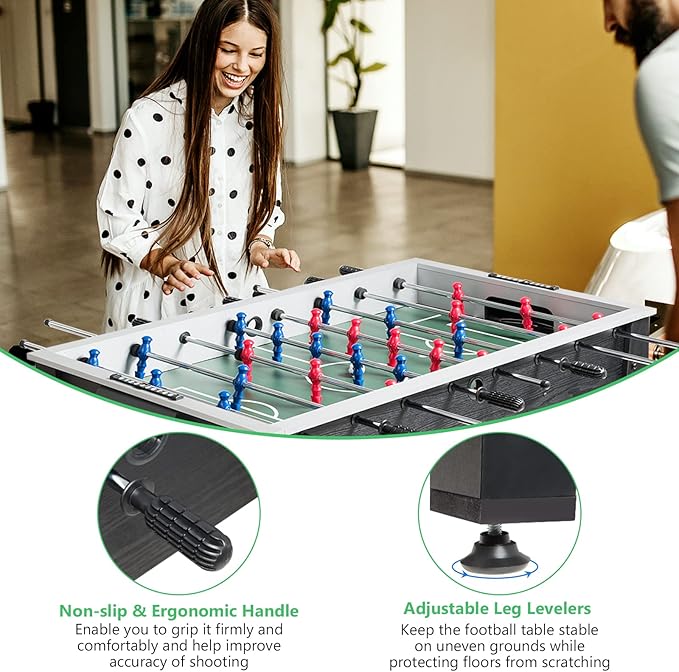 GYMAX 48” Foosball Table, Arcades Soccer Game Table for Multiplayer with 2 Balls, Score Keepers Wooden Competition Sized Foosball Table for Adults and Kids