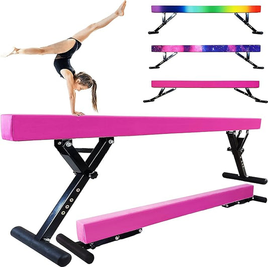 Adjustable Balance Beam Gymnastics Beam 8 FT Adjustable Height Beams for Kids, High and Low Floor Beams,Gymnastics Equipment for Kids Adults Training at Home and Gym Center