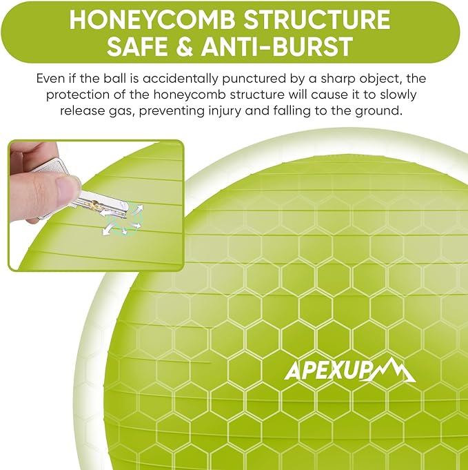 APEXUP Yoga & Pilates Ball - Anti Slip Heavy Duty Gym Ball for Fitness, Balance & Core Workout