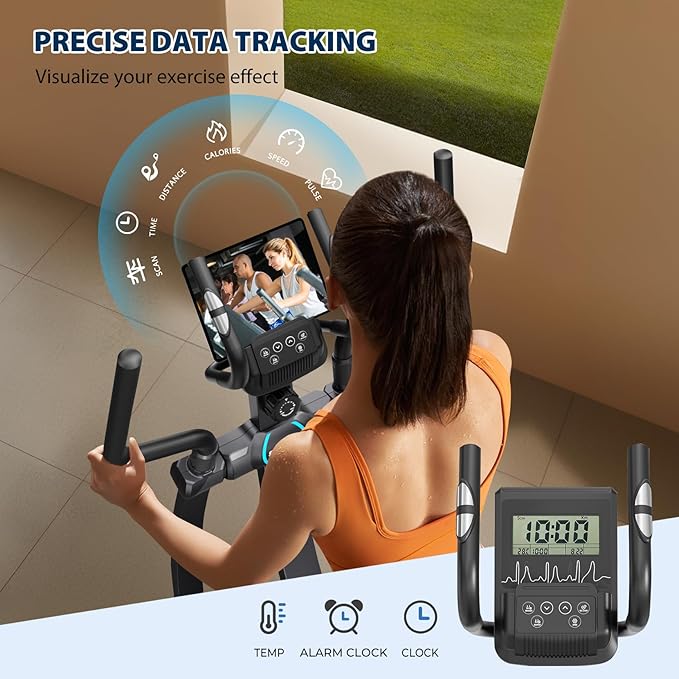 Dripex Elliptical Exercise Machine, Hyper-Quiet Magnetic Elliptical Machine for Home, Elliptical Training Machines with 16 Levels Resistance, 8KG Flywheel, Pulse Sensor, 15.3IN Stride