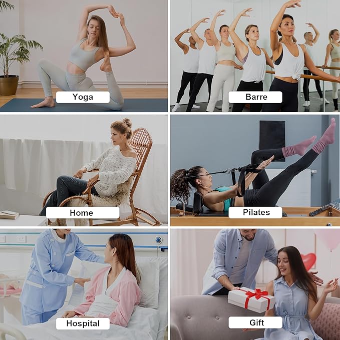 Grip Pilates Socks for Women, Yoga Slouch Socks with Grip for Barre Workout Hospital Long Scrunch Slipper Socks