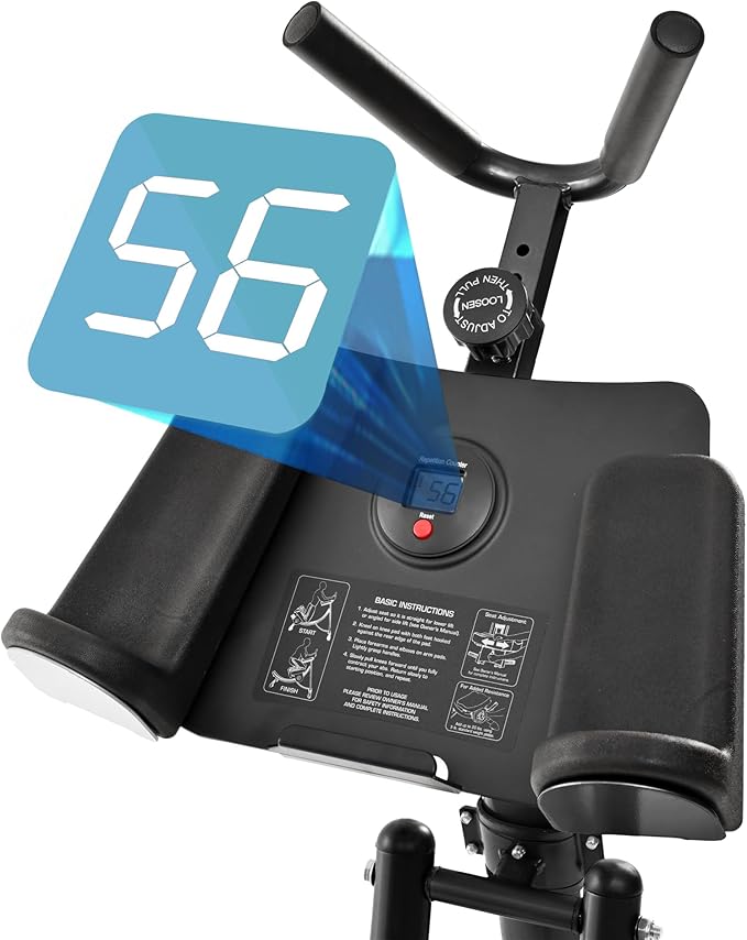 Deluxe Abdominal Crunch Coaster, 2023 Upgraded Ab Machine, Foldable Abdominal Exercise Machine, 6 Pack ABS Workout Equipment for Home gym with LCD Monitor, 2pc Weight Blocks(black)