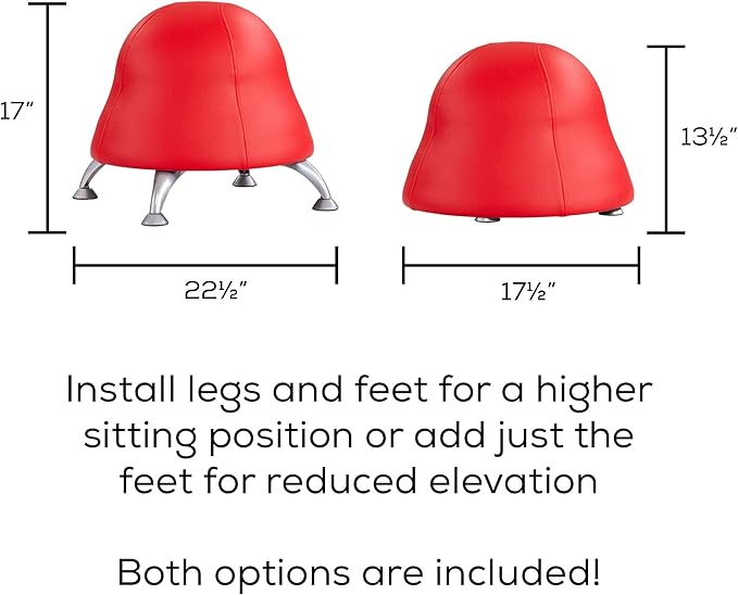 Safco Products Runtz Kid's Stability Exercise Ball Chair, 17" H or 13.5" H, Red Vinyl