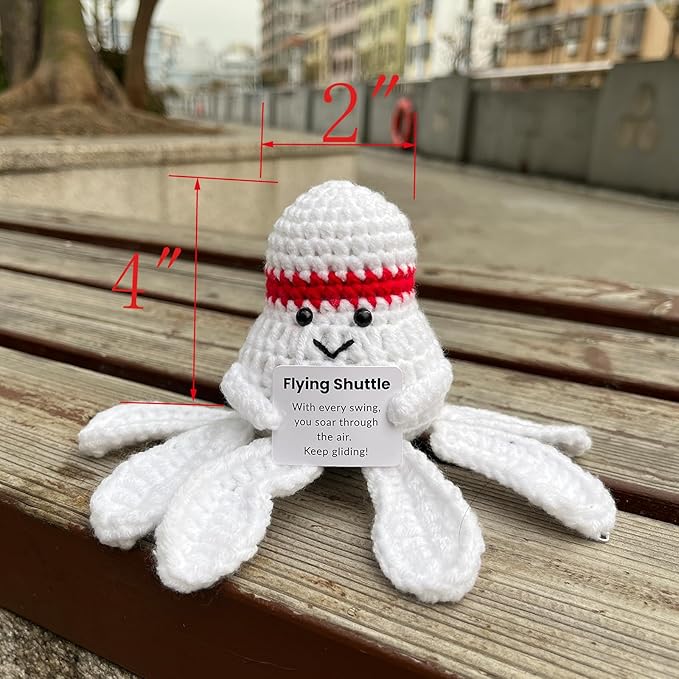 Emotional Support Badminton Gifts, Crocheted Badminton Plush Decor, Funny Positive Crochet Badminton Stuffed Doll Plushies