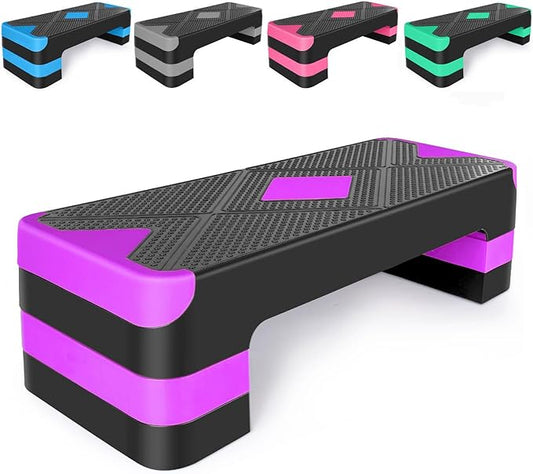 Adjustable Workout Aerobic Stepper in Fitness & Exercise Step Platform Trainer 3 settings adjustable height 4”-6”-8”