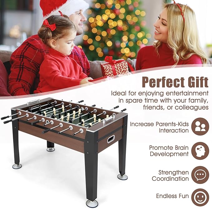 Goplus 54" Foosball Table for Adults, Full Sized Game Tables with 2 Balls, Wood Arcade Soccer Table Game for Kids Indoor Game Room Family Night