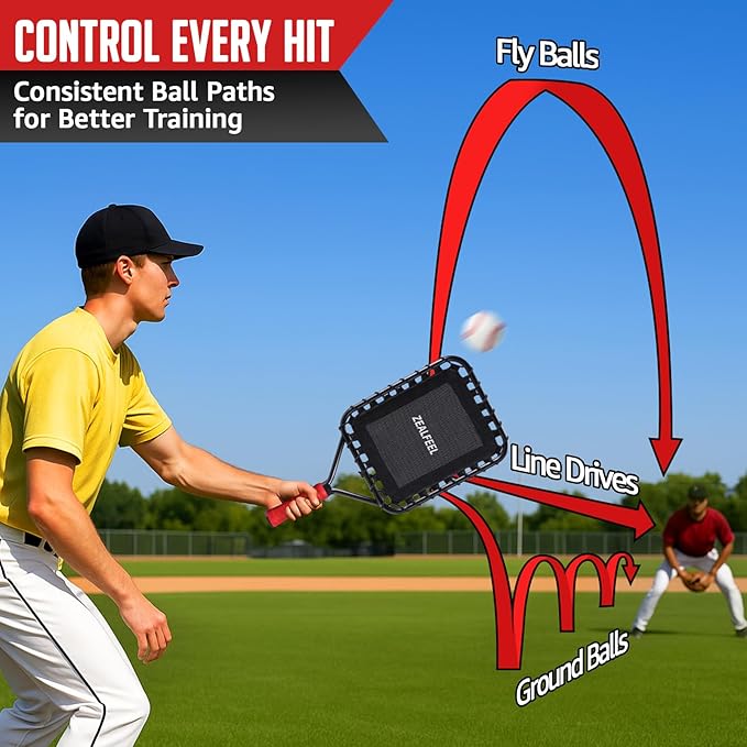 Baseball Racket for Fly Balls, 19-Ounce Fungo Racket Baseball/Softball Training, Scientific Weighted Bat with Ergonomic for Parents & Coaches, Designed to Hitting Ground Balls, Pop Flies & Line Drives