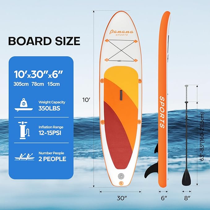Panana Inflatable Stand Up Paddle Board, 10'x31 x6 SUP with Premium Paddle Board Accessories Kit, Anti-Slip EVA Deck for Adults Youth of All Skill Levels