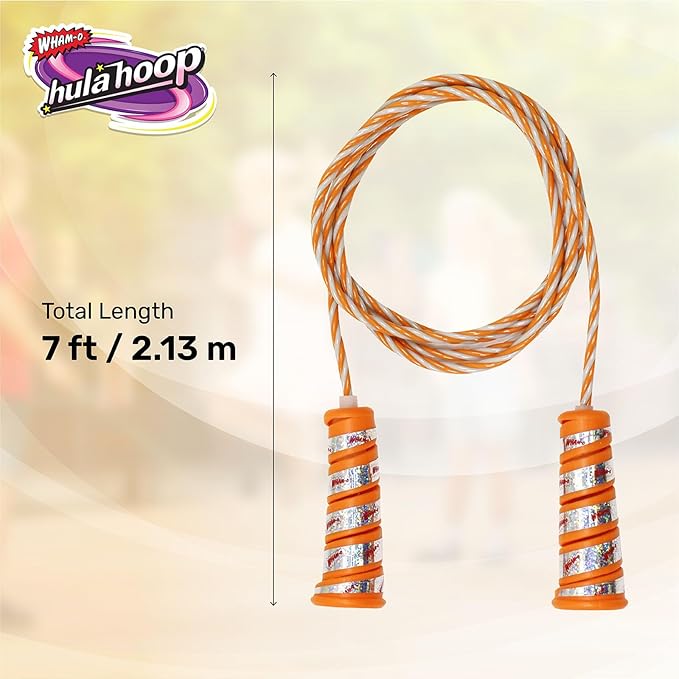 Wham-O Hula Hoop Jump Rope, 7 Feet Skipping Rope with Spiral Handles, for Indoor Outdoor Fitness Exercise Weight Loss