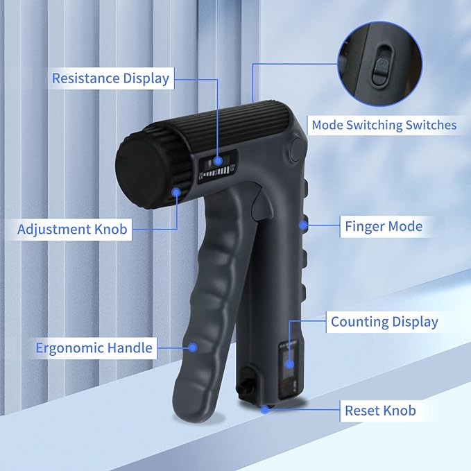 HXD-ERGO Grip Strength Trainer with Finger Exerciser, Adjustable Resistance Hand Gripper, Hand Exerciser with Counting for Muscle Building(10-130 LBS)