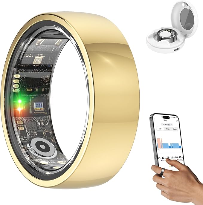 2025 Upgraded Smart Ring Health Tracker for Women Men, IP68 Waterproof Fitness Ring with Sleep Tracker/Step Tracker/Heart Rate/Blood Oxygen/Distance/Calories, No Subscription, Charging Case