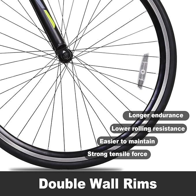 WEIZE Road Bike, 700C Wheel City Commuter Bicycle, 14 Speed Drop Bar, Racing Adult Bike with Caliper Brakes, High-Carbon Steel Hybrid Bikes, Urban Adult Bicycle for Men and Women