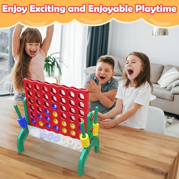 Aywewii 1.9 Feet Giant 4-to-Score Connect Game Set for Kids and Adults 4-in-A-Row Jumbo Yard Game Large Outdoor Toys Big Family Games Birthday Gifts for Toddler Boys Girls Ages 3+ Year Old