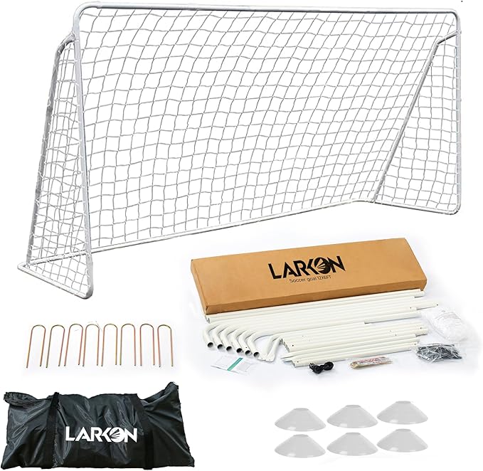 12x6 Ft Kids Soccer Goal for Backyard - Tournament-Style Soccer Net with Galvanized & Rust Free Steel Frame, 36 Straps, Stakes & Carry Bag – All-Weather Portable Goal for Kids for Training