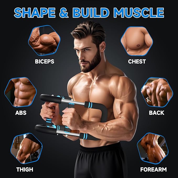 Twister Arm Trainer, Adjustable Chest Workout Equipment 40-130lb, Arm Trainer with 4 Spring, Chest Exerciser for Men, Detachable Power Bar Fitness Machine for Chest Clip Muscle