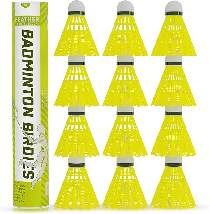 Badminton Birdies - Plastic Bedminton Shuttlecocks White or Yellow for Baseball/Softball Batting Training - Backyard Sports Games Shuttle Balls for Indoor and Outdoor Matches