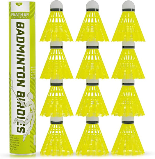 Badminton Birdies - Plastic Bedminton Shuttlecocks White or Yellow for Baseball/Softball Batting Training - Backyard Sports Games Shuttle Balls for Indoor and Outdoor Matches