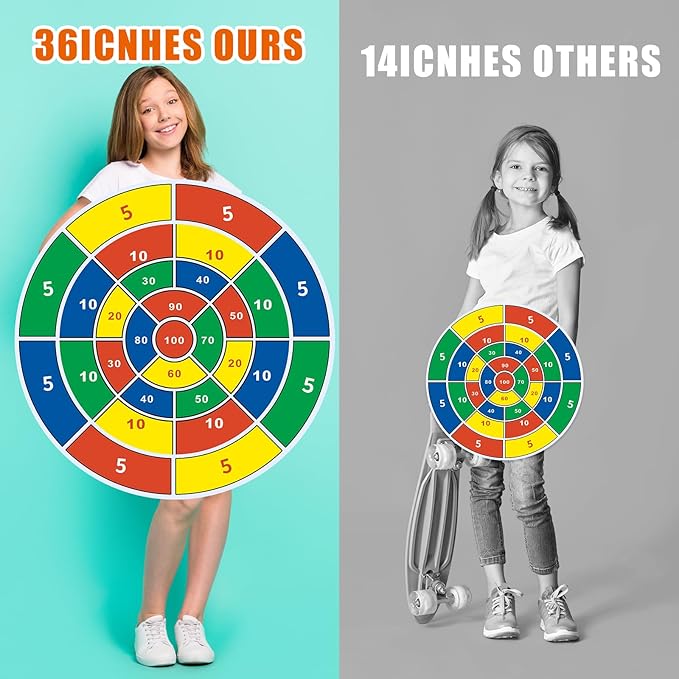 36 Inch Large LED Dart Board Double Sided Dartboard with 20 LED Sticky Balls Planet Giant Dartboard Shooting Toys Indoor Outdoor Sport Toys Dartboards Party Game Toy Birthday Gifts